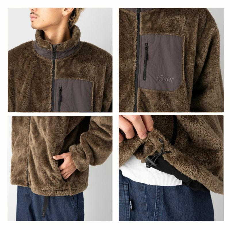 インフィット ボアフリース シャギーボア 防風フリースジャケット