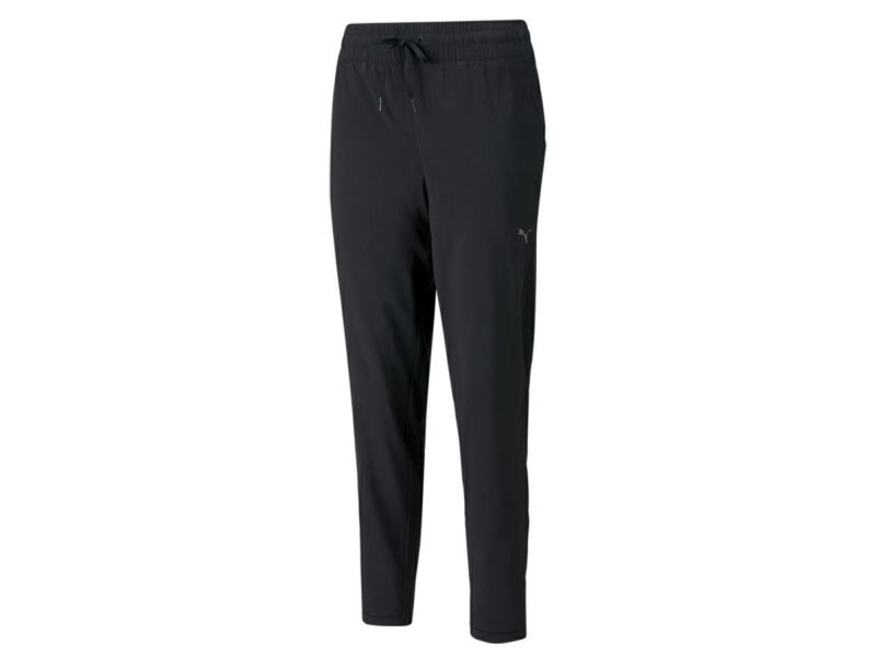 プーマPUMAスタジオテーパードウーブンパンツレディースブラック黒スポーツフィットネスロングパンツ521923-01
