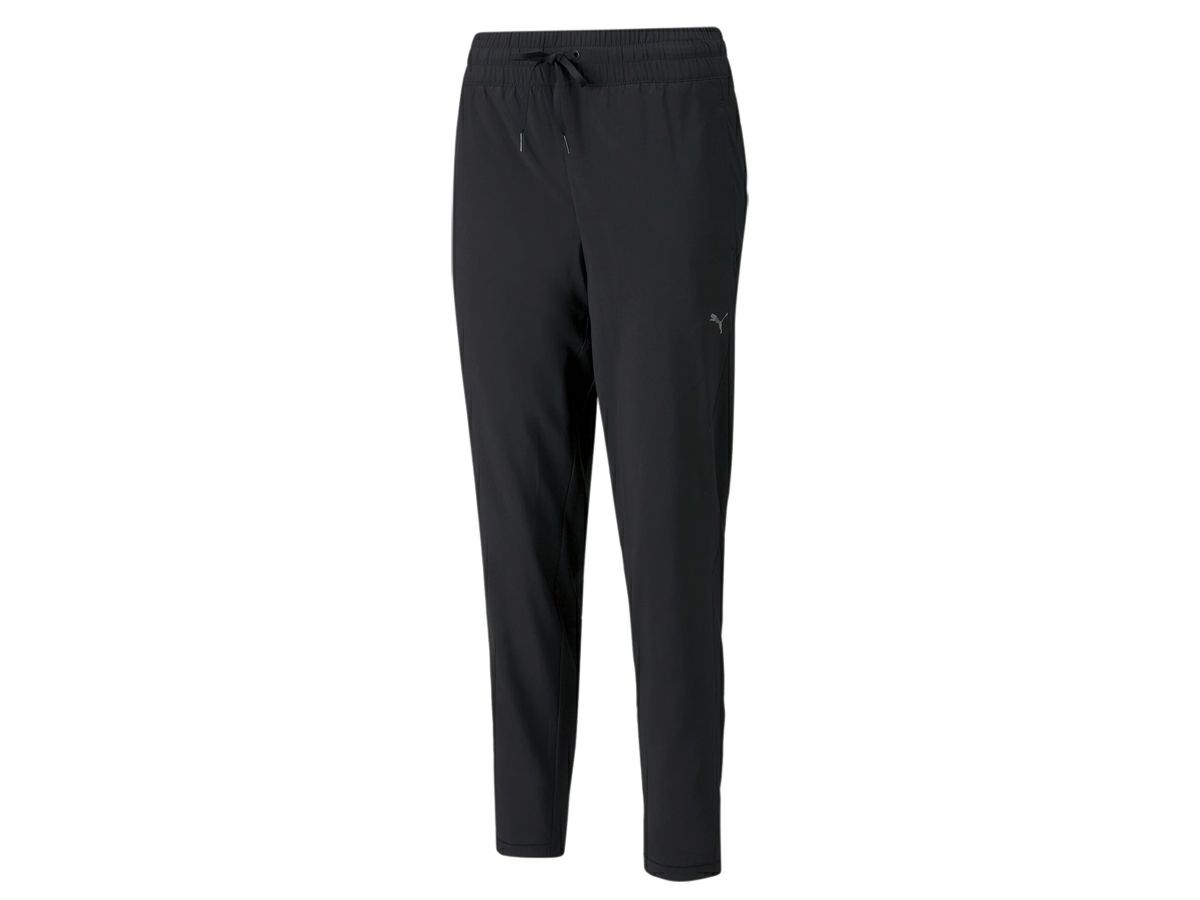 プーマPUMAスタジオテーパードウーブンパンツレディースブラック黒スポーツフィットネスロングパンツ521923-01