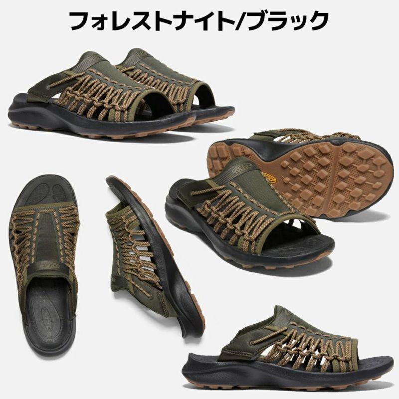 キーンKEENUNEEKSNKSLIDEユニークスニークスライドメンズ夏ブラック黒カジュアルサンダルシューズ1024894