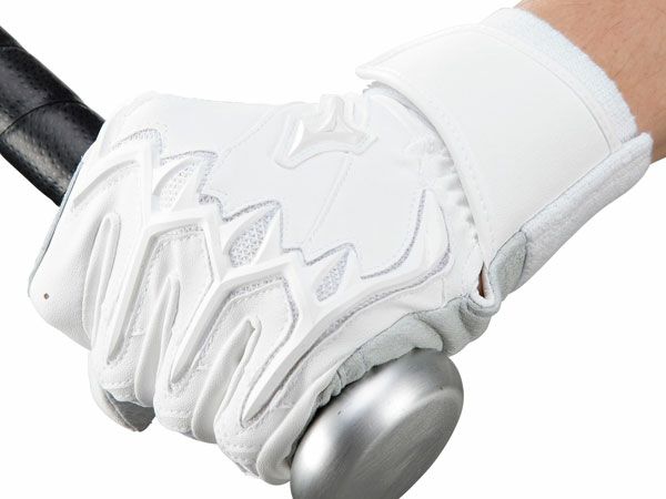 ミズノMIZUNOミズノプロシリコンパワーアークLIW-Leather(両手用)高校野球ルール対応モデルホワイト白野球バッティング手袋両手1EJEH501-10/90