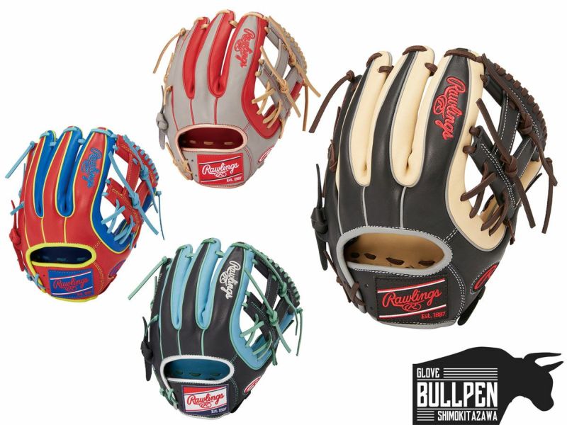 ローリングスRawlingsHOHMLBカラーシンク軟式用グラブオールフィルダー用一般ブラックグレーレッドブルー野球軟式グローブオールラウンド用GR3HMN54G