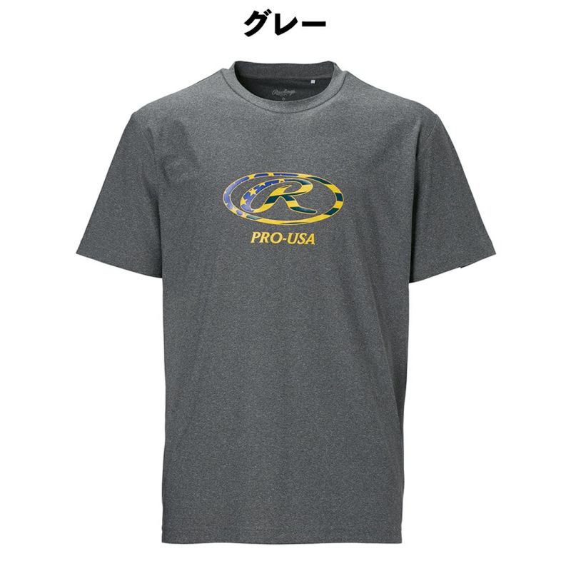 ローリングスRawlings超伸オーバルR半袖Tシャツメンズレディースグレーネイビー野球トレーニングシャツ半袖AST13F04