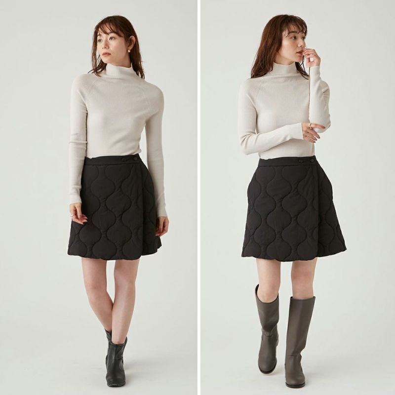 emmi ブラックキルティングスカート エミ emmi emmi atelier キルティングハーフスカート レディース