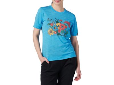 スーパーナチュラル sn super.natural エスエヌ フラワー プリント Tシャツ × HONAMI TSUBOI レディース 春 夏 ブルー 青 スポーツ フィットネス 半袖 Tシャツ SNWJ10191-J159 アウトレット セール