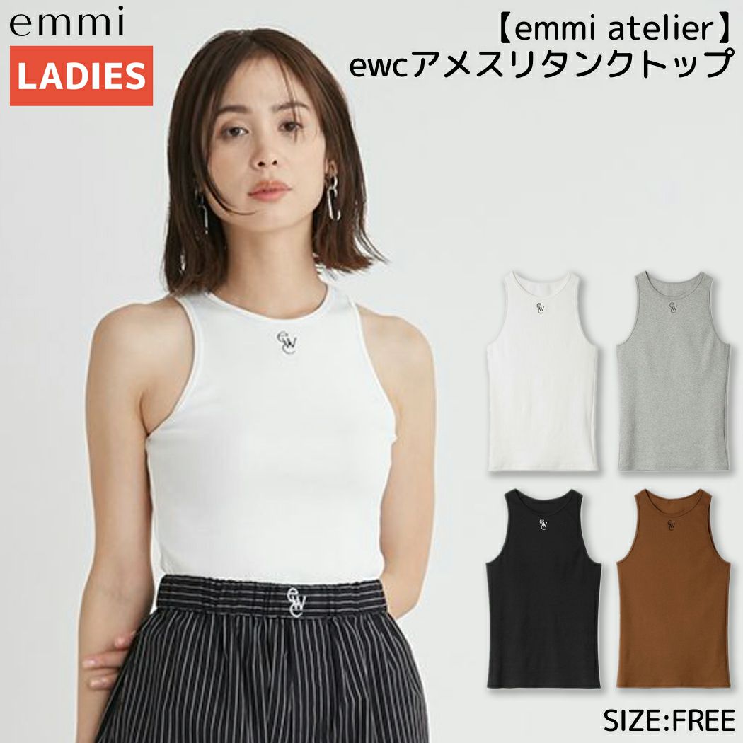 emmi エミ オーガニックコットンemmiロゴロングTシャツ