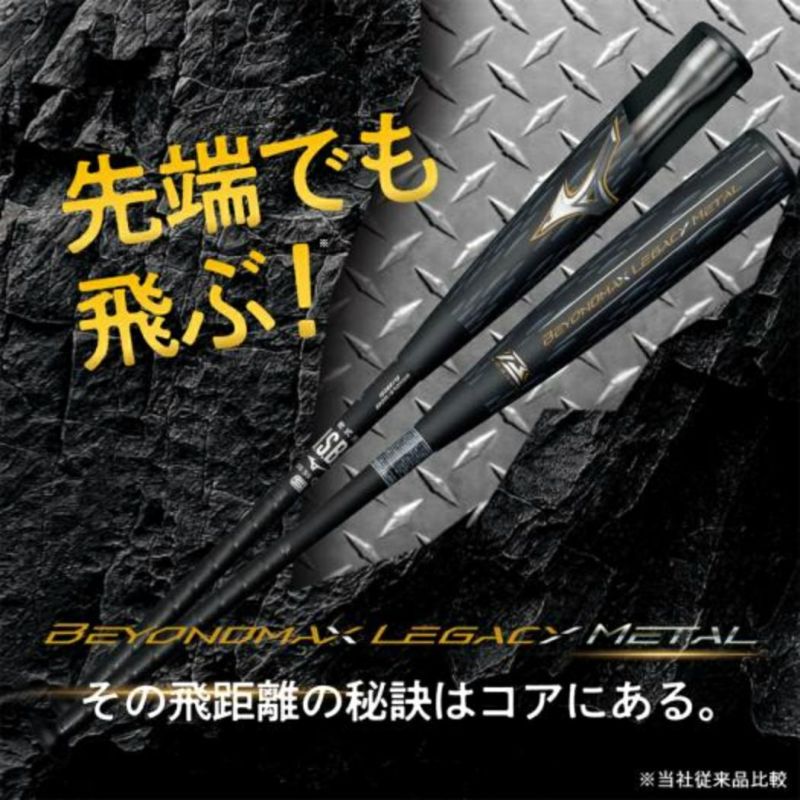 ミズノMIZUNO【専用バットケース付き】BEYONDMAXLEGACYMETALビヨンドマックスレガシーメタル軟式用金属製バットトップバランス8384ブラック×ゴールド一般野球軟式バット1CJBR173831CJBR17384