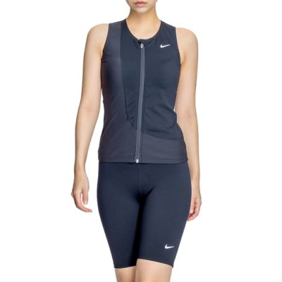 お値下げしました！【新品】ナイキ　スポーツ　フィットネス　水着 M 青　黒 ナイキ（NIKE）フィットネス水着 水泳 ジップ付きレッグスーツ