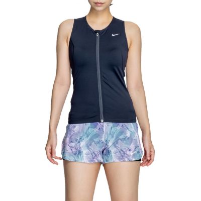 ナイキ NIKE ジップ付き袖なし総柄2in1パンツセパレーツ レディース ブラック 黒 グレー 灰色 水泳 スイム フィットネス 水着 2993128-018