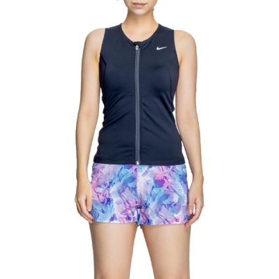 ナイキ NIKE ジップ付き袖なし総柄2in1パンツセパレーツ レディース ブラック 黒 パープル 紫 水泳 スイム フィットネス 水着 2993128-132