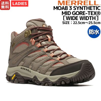 メレル MERRELL 【正規取扱い販売店MOAB 3 SYNTHETIC MID GORE-TEX WIDE WIDTH モアブ 3 シンセティック ミッド ゴアテックス ワイドワイズ レディース 登山 アウトドア ハイキング キャンプ 防水 幅広 ゴアテックス シューズ スニーカー W500640W