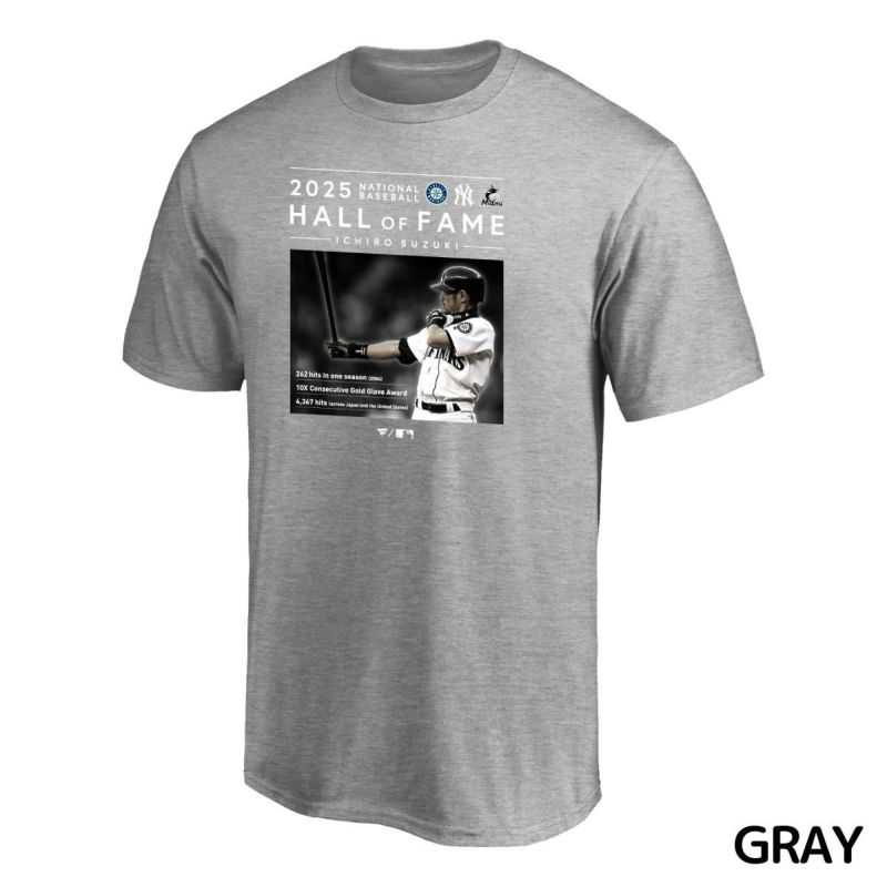 イチロー MLB殿堂入り記念Tシャツ HOF 半袖 ネイビー グレー