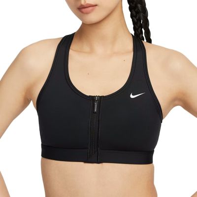 ナイキ NIKE スウッシュ フロント ジップ ミディアムサポート パッディド スポーツブラ レディース オールシーズン ブラック 黒 スポーツ フィットネス インナー ブラトップ FN2732-010