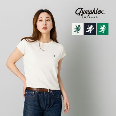 ジムフレックス GYMPHLEX ラグランスリーブレスプルオーバー レディース Tシャツ フレンチスリーブ クルーネック カジュアル 半袖 シャツ シンプル 丸首 ワンポイント 刺繍 GY-C0450TIL
