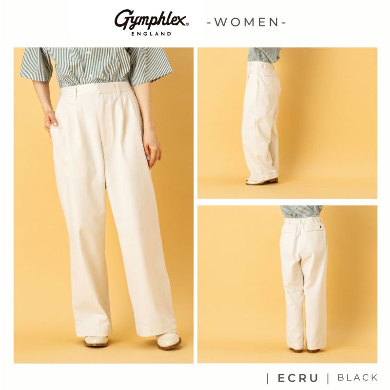 【Bshop】Gymphlex チノパン ワイドパンツ ベージュ セール】Gymphlex | ルーズチノ ストレートパンツ MEN