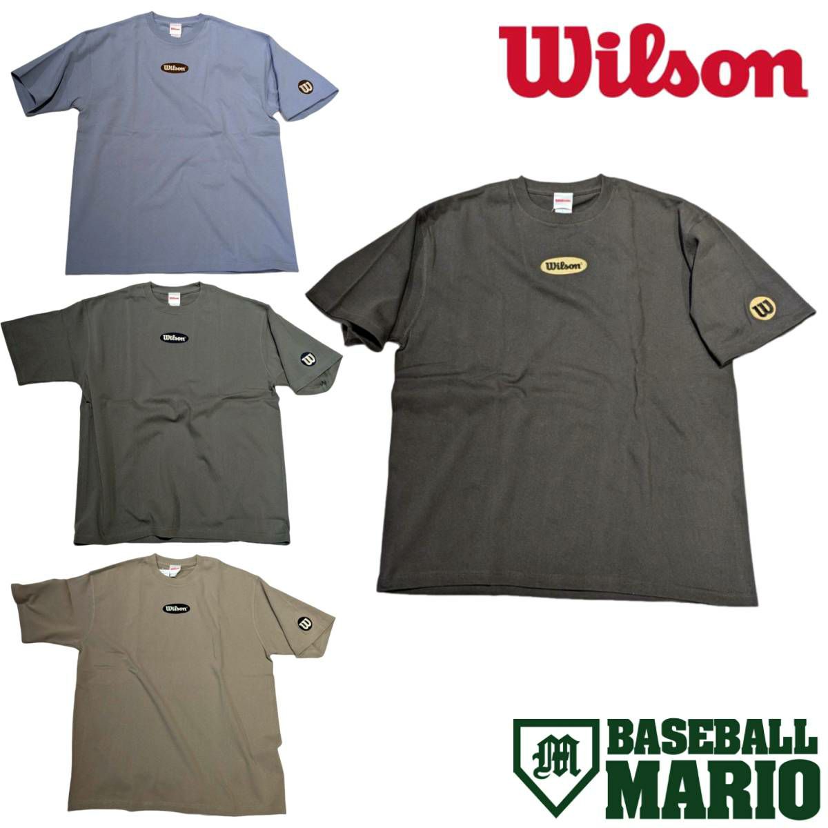 Wilson Mサイズ ホワイト×ネイビー Tシャツ WB6081601M ウイルソン/ウィルソン Wilson ビッグシルエットTシャツ 半袖