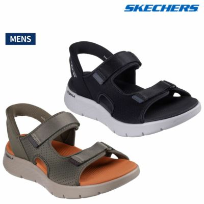 スケッチャーズ SKECHERS スリップインズ ゴーウォーク フレックスサンダル イージー エントリー Slip-ins GO WALK メンズ ブラック カーキ カジュアル サンダル シューズ 229210 アウトレット セール