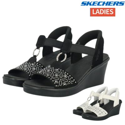 【新品】スケッチャーズ RUMBLE ON DANCING AWAY 黒 23 SKECHERS スケッチャーズ レディース ウェッジサンダル スリップ