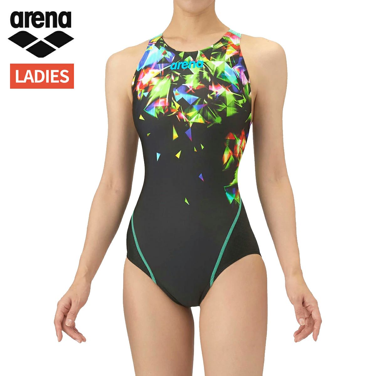 アリーナ arena WA承認 レーシングワンピーススパッツ(オープンバック ハーフレッグ) レディース ブラック 黒 水泳 スイム 競泳 水着 オールインワン AS5FRC60L-BKBL アリーナ arena WA承認 レーシングワンピーススパッツ(オープンバック