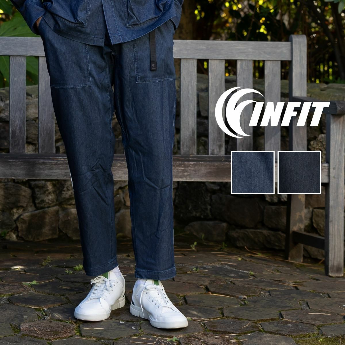 インフィット INFIT のびのび！ストレッチデニムワイドパンツ メンズ カジュアル オールシーズン パンツ ブラック 黒 ネイビー 紺 カジュアル パンツ デニム キャンプ アウトドア TYC-5F3102 インフィット のびのび！ストレッチデニムワイドパンツ メンズ INFIT