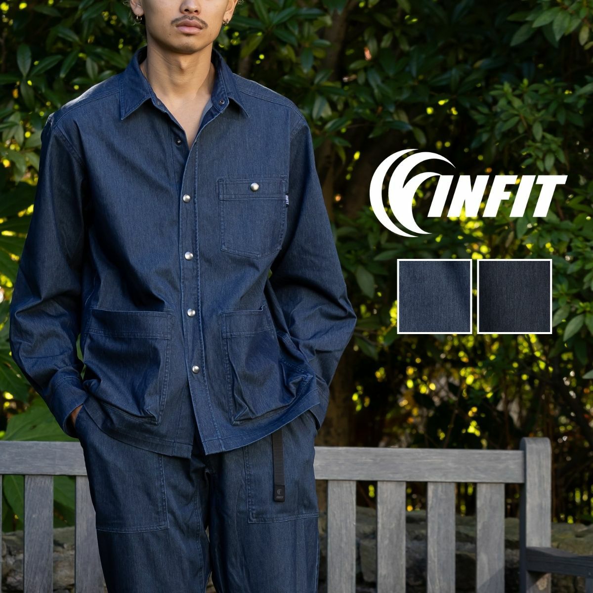 インフィット INFIT のびのび！ ストレッチデニムジャケット メンズ カジュアル 春 秋 冬 デニムジャケット カジュアル ウェア アウター ジャケット ネイビー 紺 ブラック 黒 アウトドア キャンプ TYC-5F3103 インフィット のびのび！ ストレッチデニムジャケット メンズ INFIT