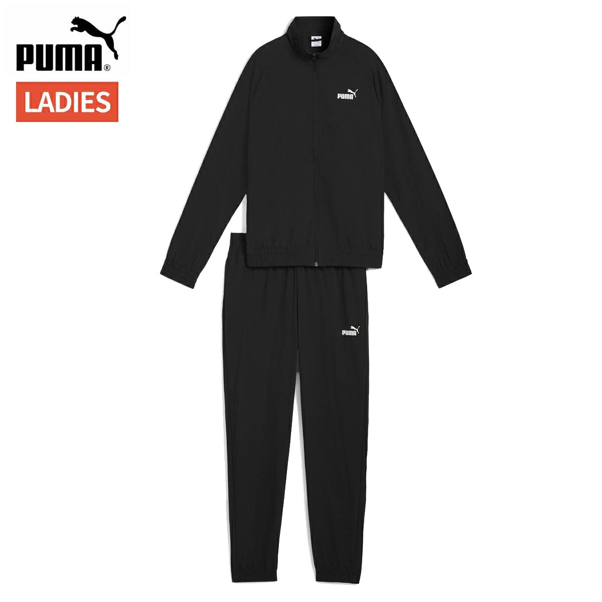 プーマ PUMA ウーブン トラックスーツ CL 上下セット レディース ブラック 黒 スポーツ フィットネス セットアップ 上下セット 691063-01 プーマ PUMA ウーブン トラックスーツ CL 上下セット レディース